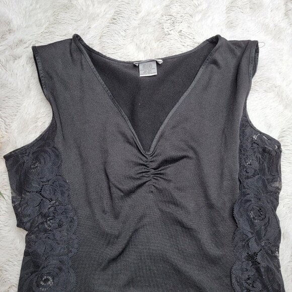Y2K Cinema Etoile Lace Side Ruch Neck Detail V Neck Blouse Size S - Picture 2 of 11